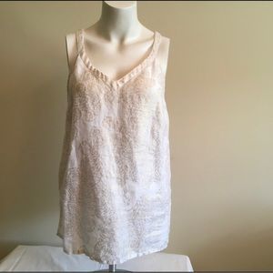 White V neck spaghetti strap tank top. By Artisan.